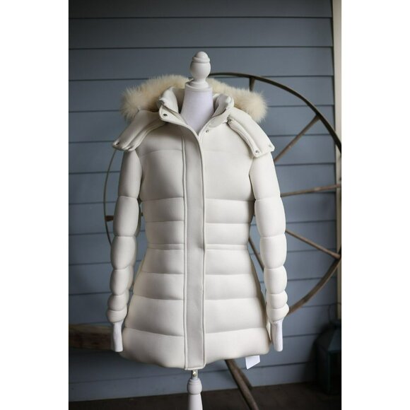 Pyrenex X Alexandre Vauthier Down Fur Trim Jacket Sz 42/L White